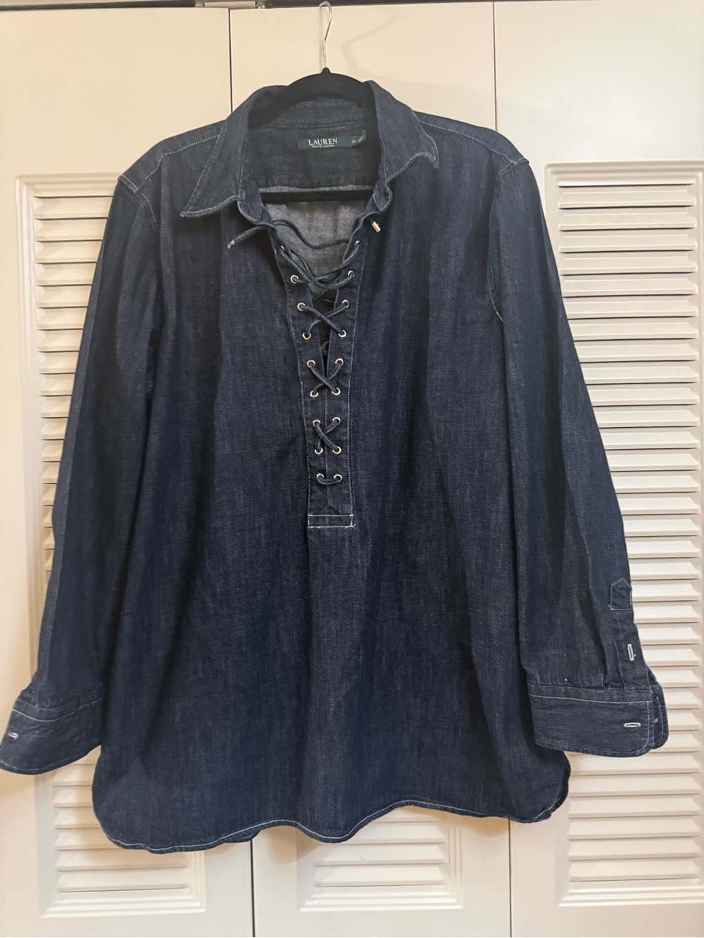 Ralph Lauren Dark Blue Lace-Up Denim Shirt